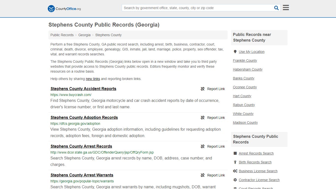 Public Records - Stephens County, GA (Business, Criminal, GIS, Property ...